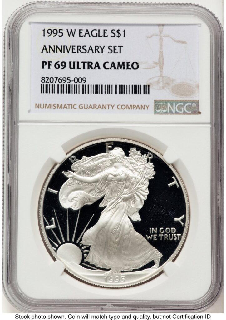 1995-W Modern Bullion Coins (1995-W Proof Silver Eagle 1 oz Brown Label)