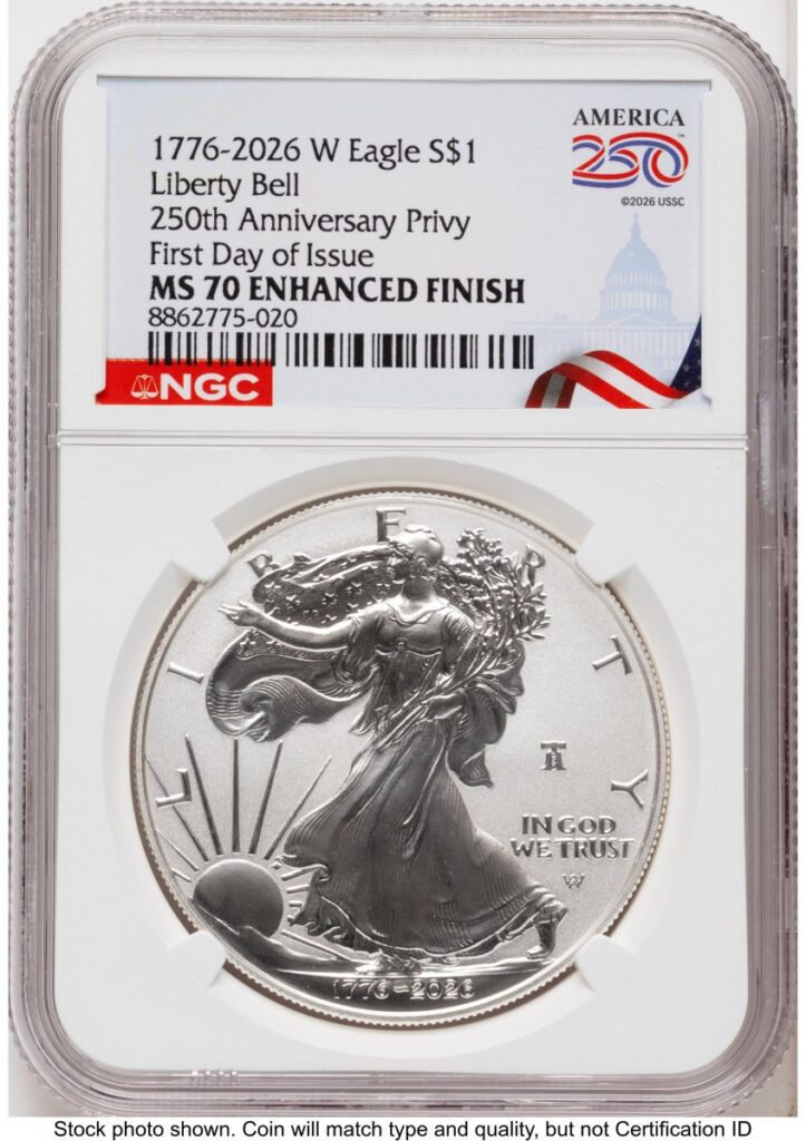 2026-W Modern Bullion Coins (2026-W Enhanced Silver Eagle 1 oz FDI America 250 Congress Building Label)