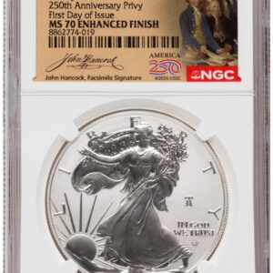 2026-W Modern Bullion Coins (2026-W Enhanced Silver Eagle 1 oz FDI America 250 John Hancock Label)