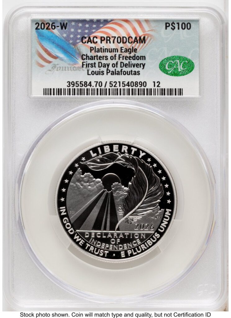 2026-W Modern Bullion Coins (2026-W Proof Platinum Eagle 1 oz First Day of Delivery Louis Palafoutas)