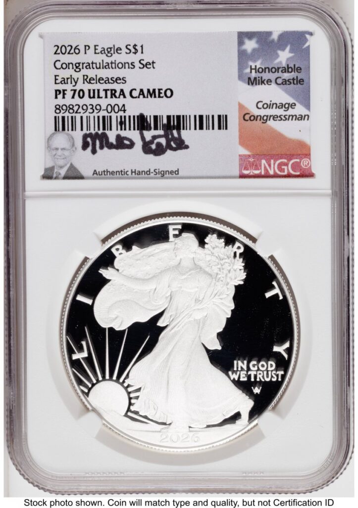 2026-P Modern Bullion Coins (2026-P Proof Silver Eagle Congratulations Set 1 oz ER Mike Castle)